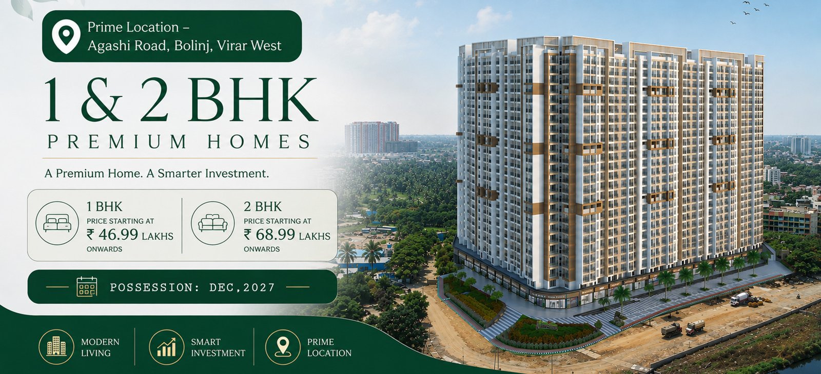 Mayfair Virar Gardens premium 1 and 2 BHK homes in Virar West