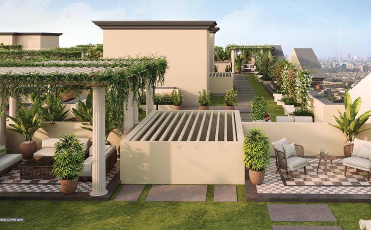 Rooftop landscaped terrace at Mayfair Virar Gardens